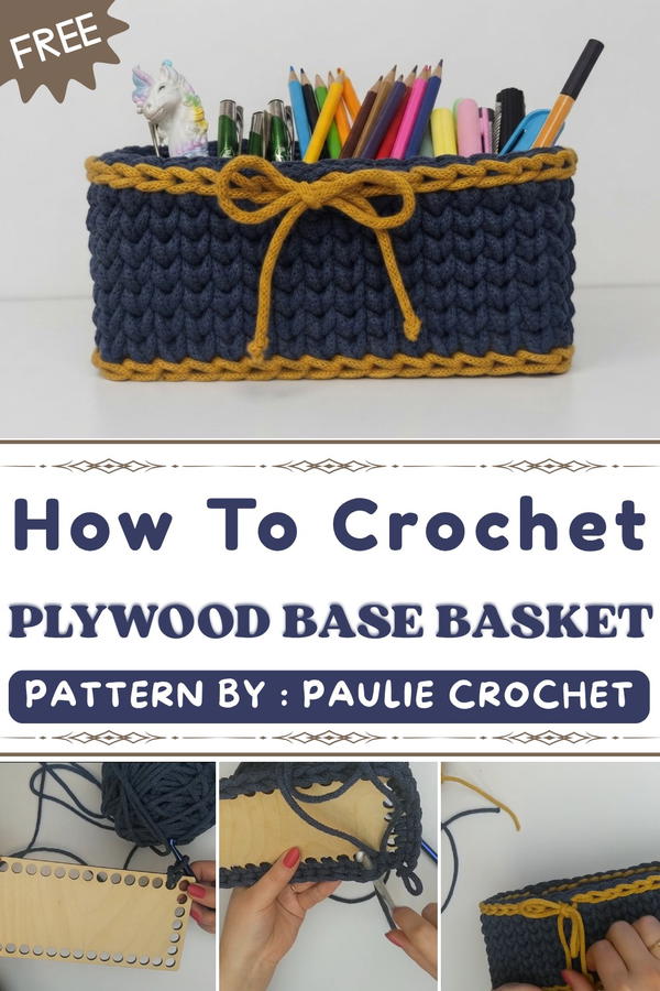 How To Crochet basket with a woven stitch on a plywood base - beginner level (1)