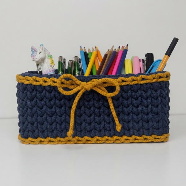 How To Crochet basket with a woven stitch on a plywood base - beginner level 9