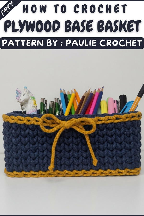 How To Crochet basket with a woven stitch on a plywood base - beginner level (9)