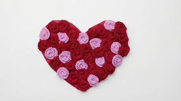 How to Crochet Heart Card with Flowers 8