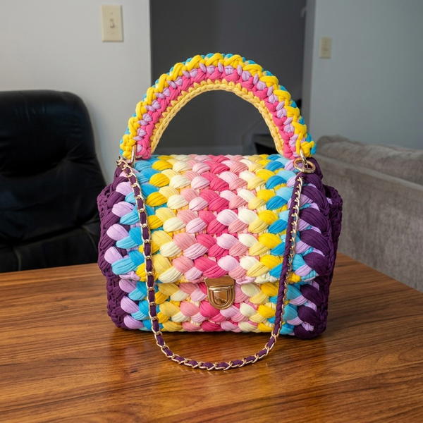 How to Crochet a Marshmallow Bag with T-Shirt Yarn – Step-by-Step Tutorial (10)