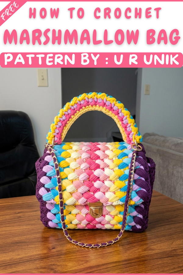 How to Crochet a Marshmallow Bag with T-Shirt Yarn – Step-by-Step Tutorial (9)