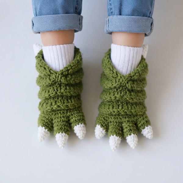 Monster slippers made from just one knitted square 10