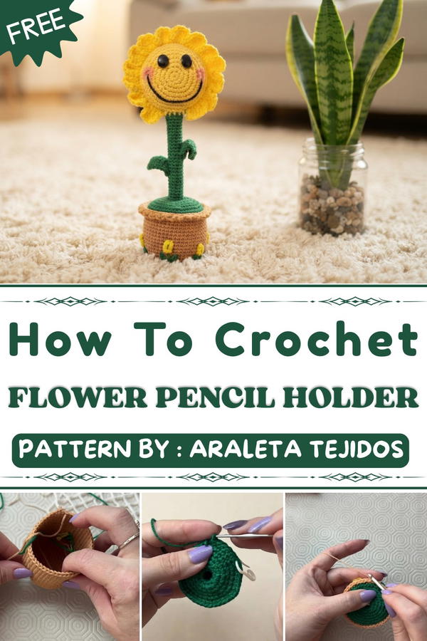 Woven flower pencil holder, final part of the planter 1
