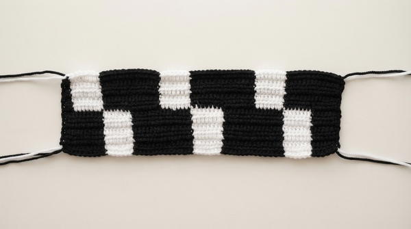 Black & White Checkered Crochet Sweater