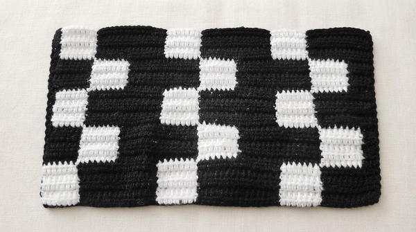 Black & White Checkered Crochet Sweater