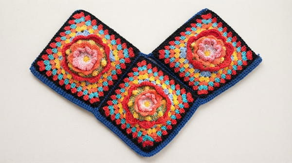 Crochet Granny Motif Poncho with Tassels