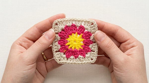 Crochet Granny Square Blouse with Tassels