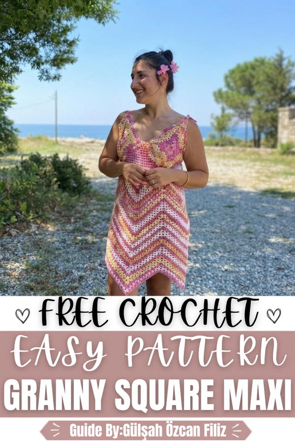 Crochet Granny Square Maxi Dress