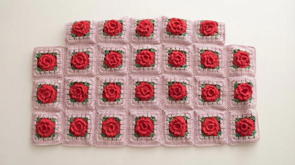 Crochet Rose Motif Cardigan