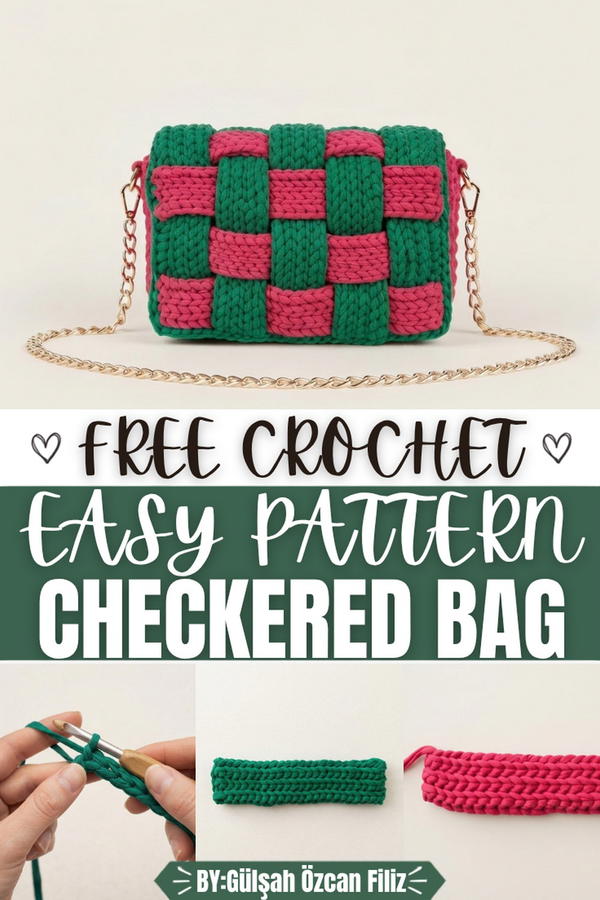 Easy Crochet Checkered Bag Pattern