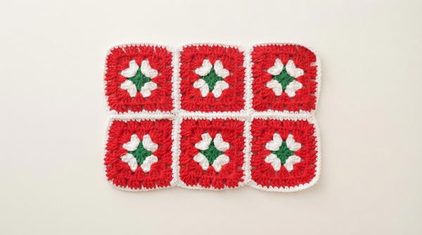 Easy Crochet Christmas Stocking with Granny Square Motifs
