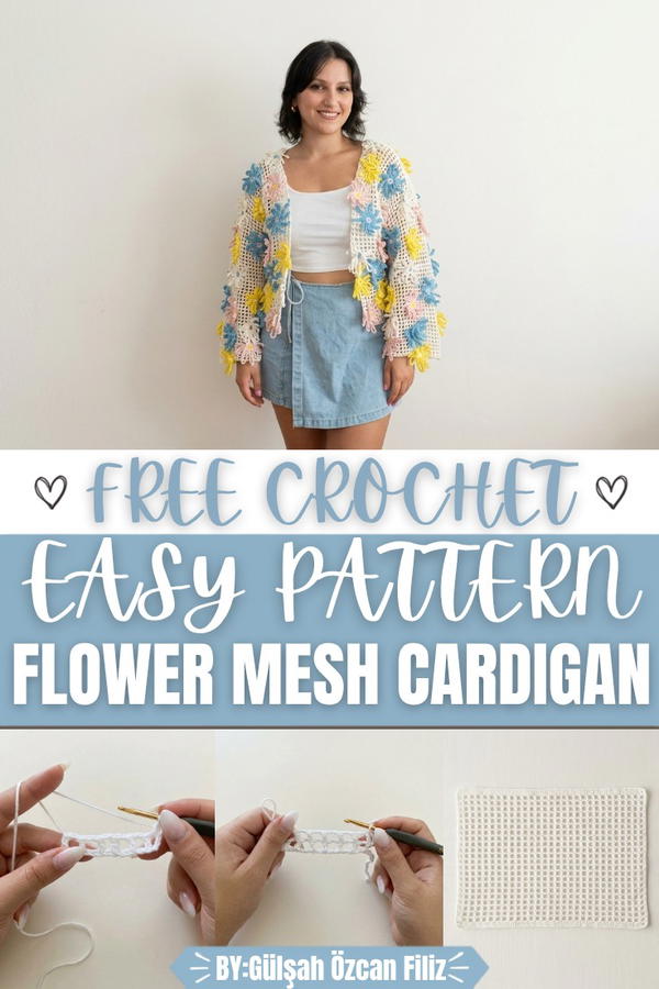 Easy Crochet Flower Mesh Cardigan Tutorial