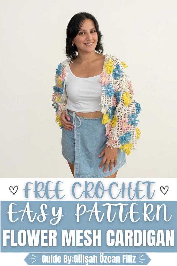 Easy Crochet Flower Mesh Cardigan Tutorial