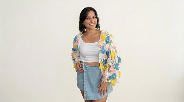 Easy Crochet Flower Mesh Cardigan Tutorial