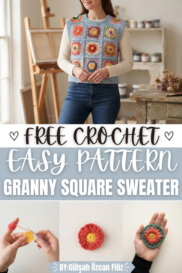 Easy Crochet Granny Square Sweater Pattern