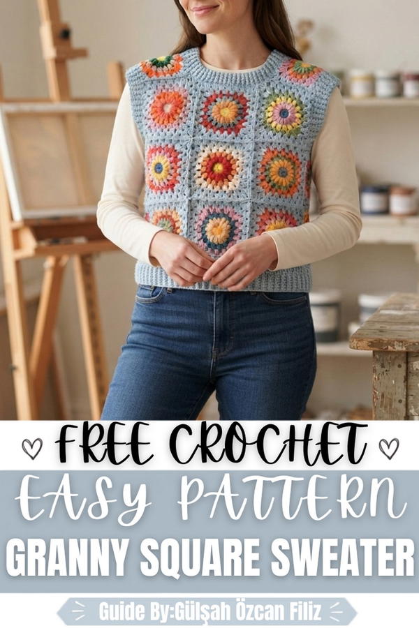 Easy Crochet Granny Square Sweater Pattern
