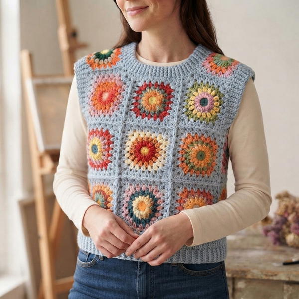 Easy Crochet Granny Square Sweater Pattern