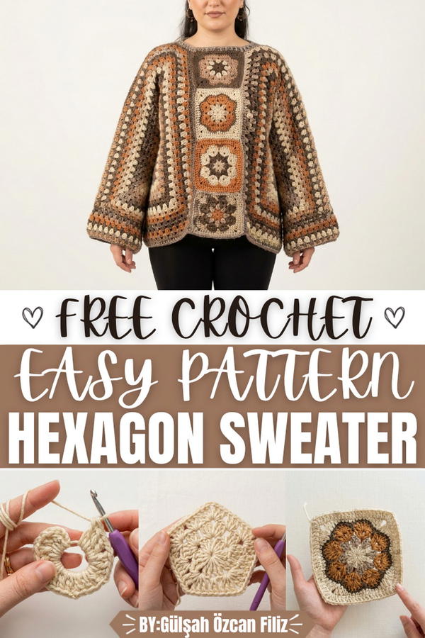 Easy Crochet Hexagon Sweater