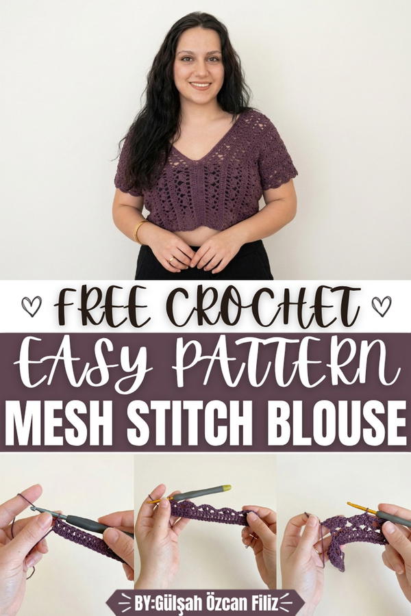 Easy Crochet Mesh Stitch Blouse Pattern