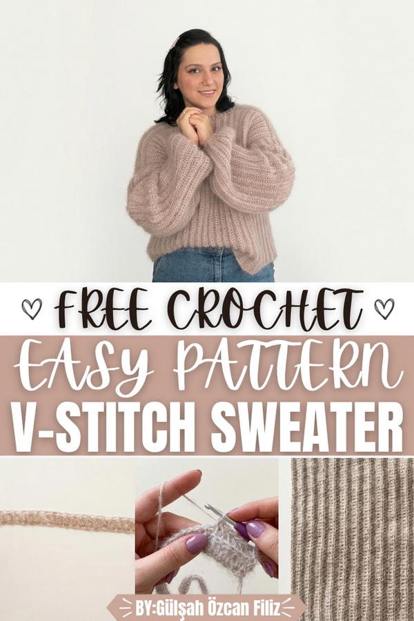 Easy Crochet V-Stitch Sweater Tutorial