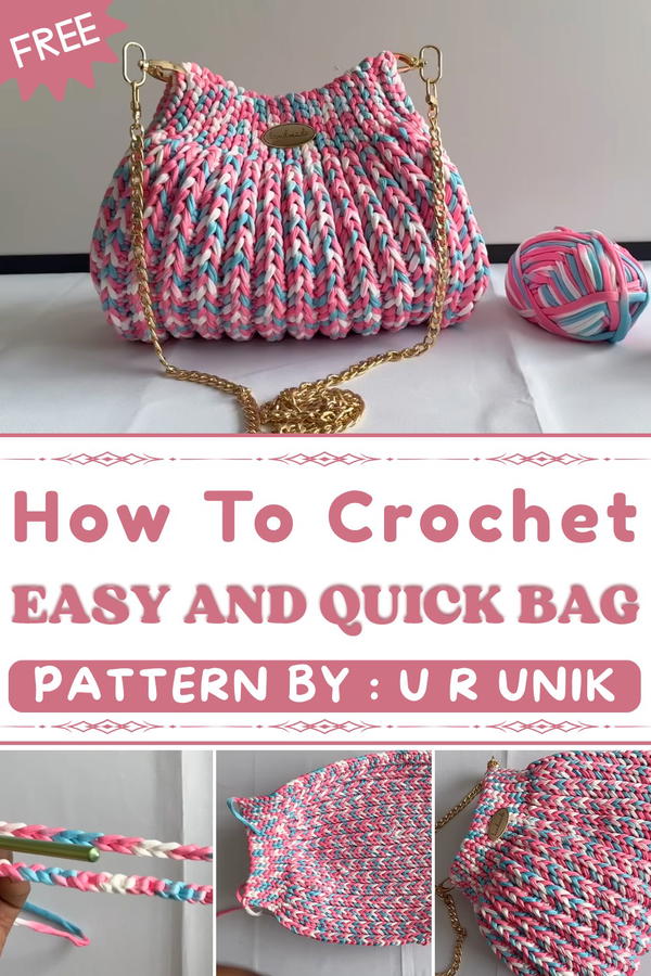 How To Crochet An Easy And Quick Bag With T-Shirt Yarn (1)