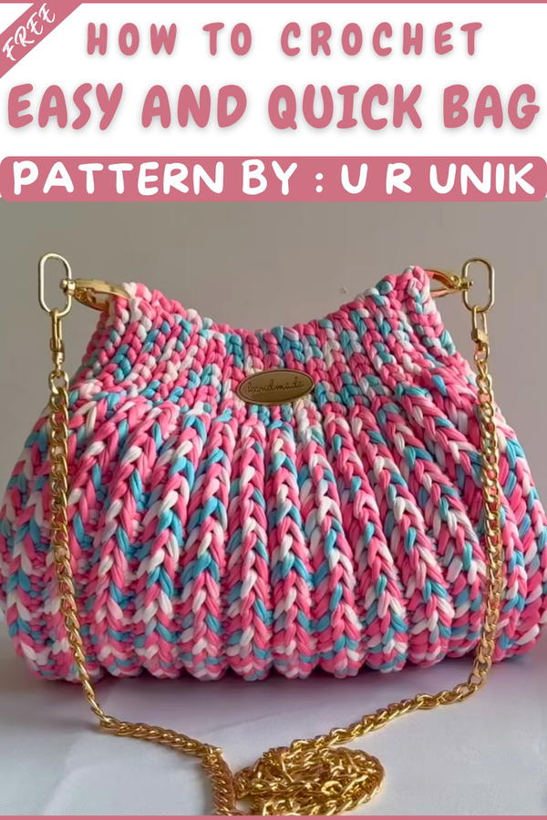 How To Crochet An Easy And Quick Bag With T-Shirt Yarn (12)