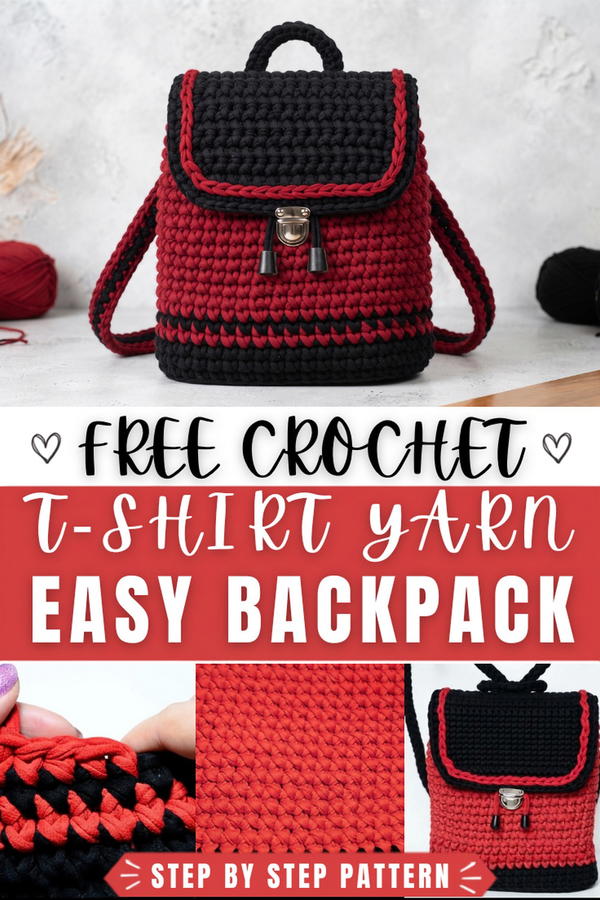How To Crochet Backpack Made Of T-shirt Yarn 1