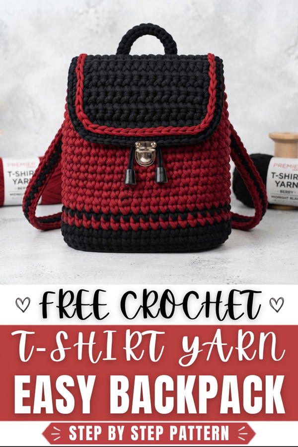 How To Crochet Backpack Made Of T-shirt Yarn 11