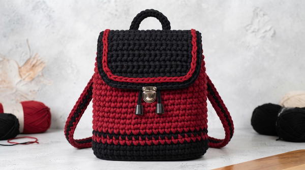How To Crochet Backpack Made Of T-shirt Yarn 2