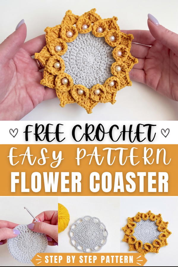How To Crochet Beautiful Flower Coaster 1