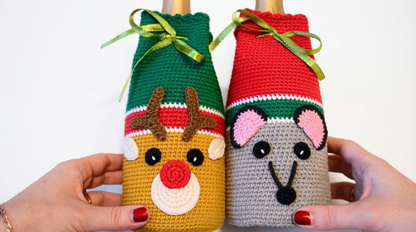 How To Crochet Champagne Bottle Cover 11