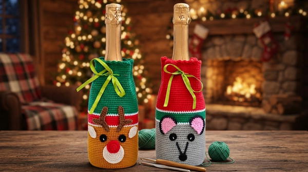 How To Crochet Champagne Bottle Cover 2