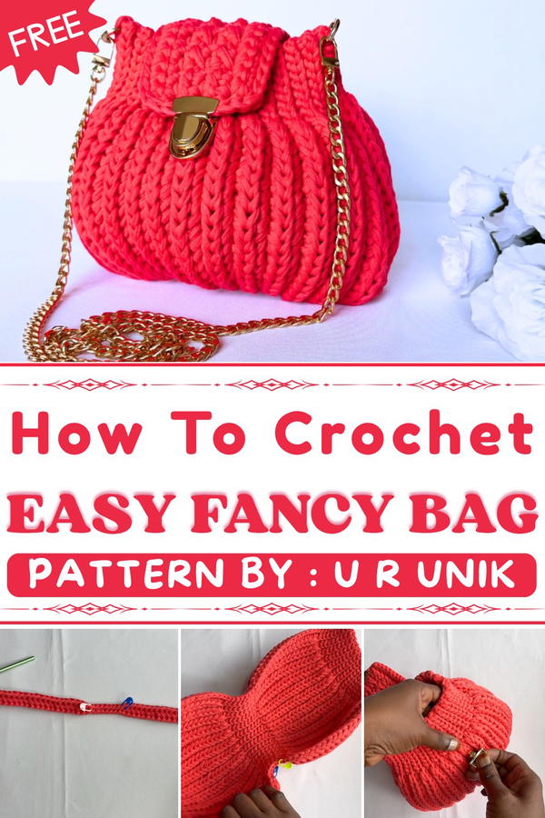 How To Crochet Easy Fancy Bag With T-shirt Yarn (1)