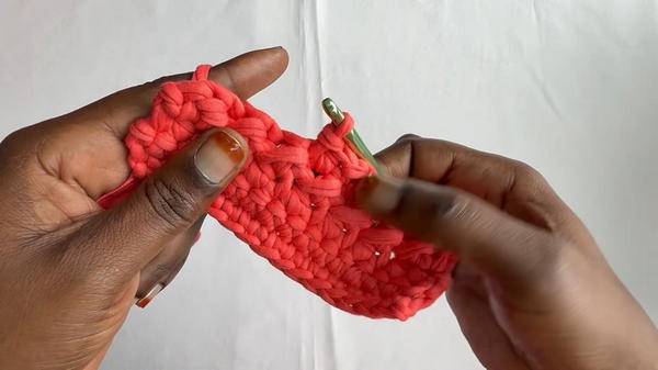 How To Crochet Easy Fancy Bag With T-shirt Yarn (6)