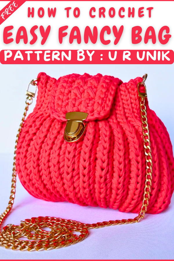 How To Crochet Easy Fancy Bag With T-shirt Yarn (9)