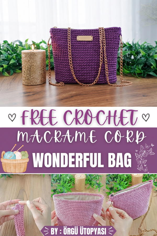 How To Crochet Macrame Cord Wonderful Bag 1