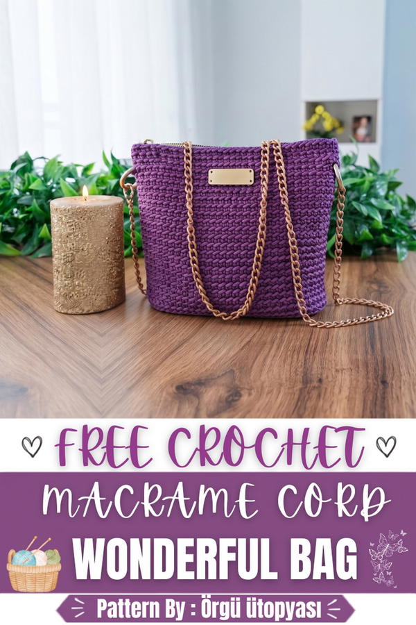 How To Crochet Macrame Cord Wonderful Bag 8