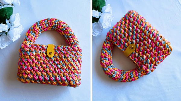How To Crochet Stunning T-shirt Yarn Purse (3)