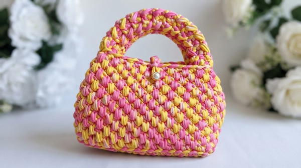 How To Crochet Stunning T-shirt Yarn Purse (3)