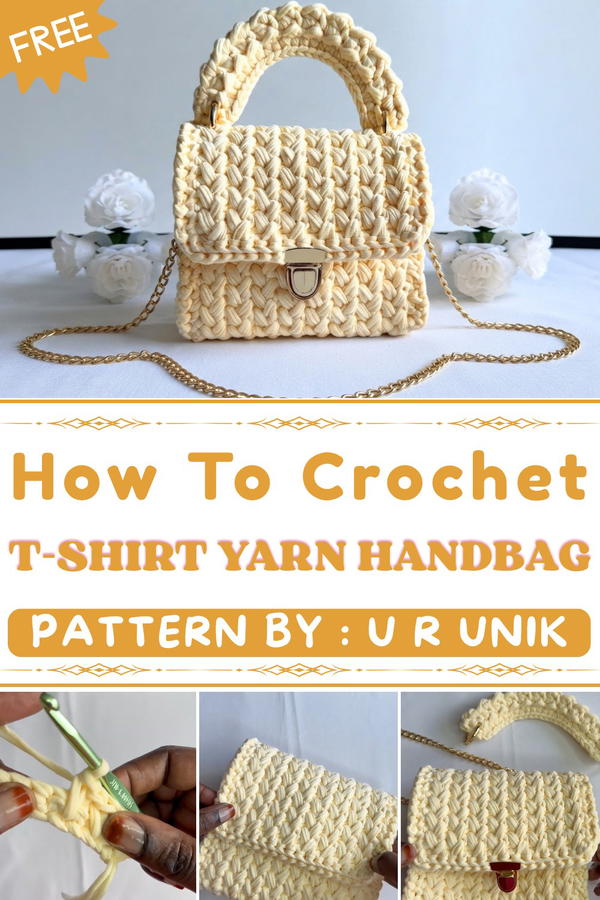 How To Crochet T-shirt Yarn Handbag (1)