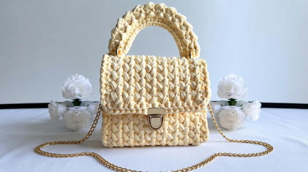 How To Crochet T-shirt Yarn Handbag (2)