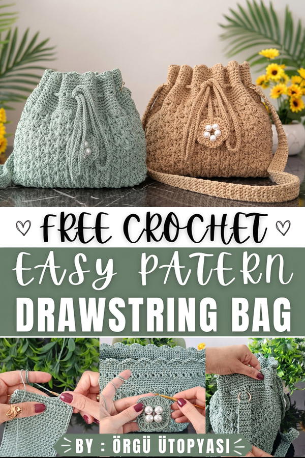How To Crochet Very Easy Drawstring Bag 1
