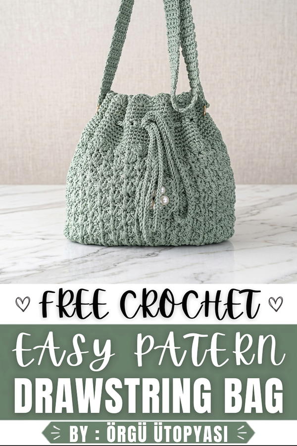 How To Crochet Very Easy Drawstring Bag 12