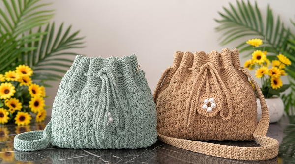 How To Crochet Very Easy Drawstring Bag 2