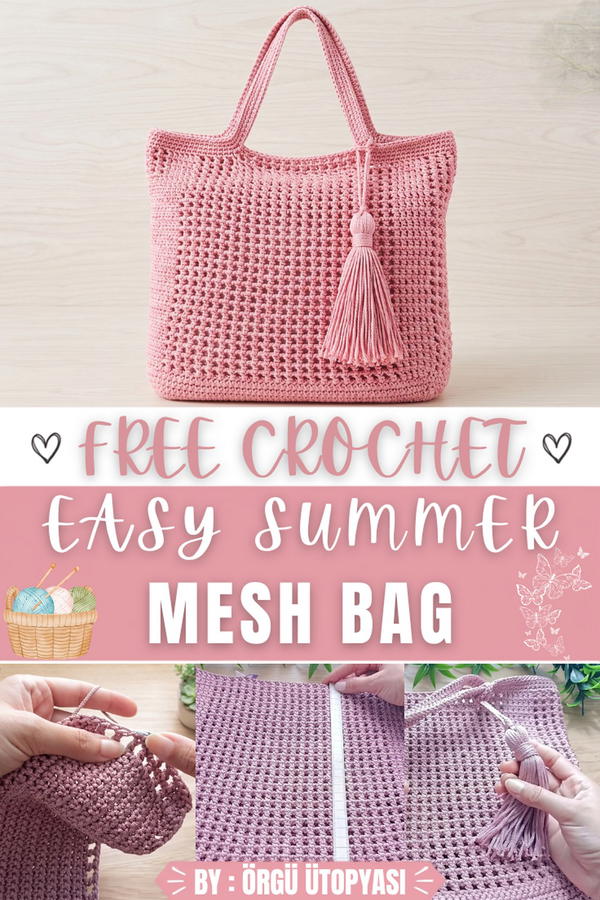 How To Crochet Very Easy Summer Mesh Bag 1