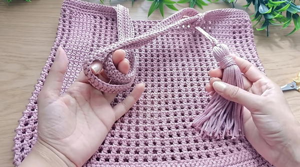 How To Crochet Very Easy Summer Mesh Bag 7