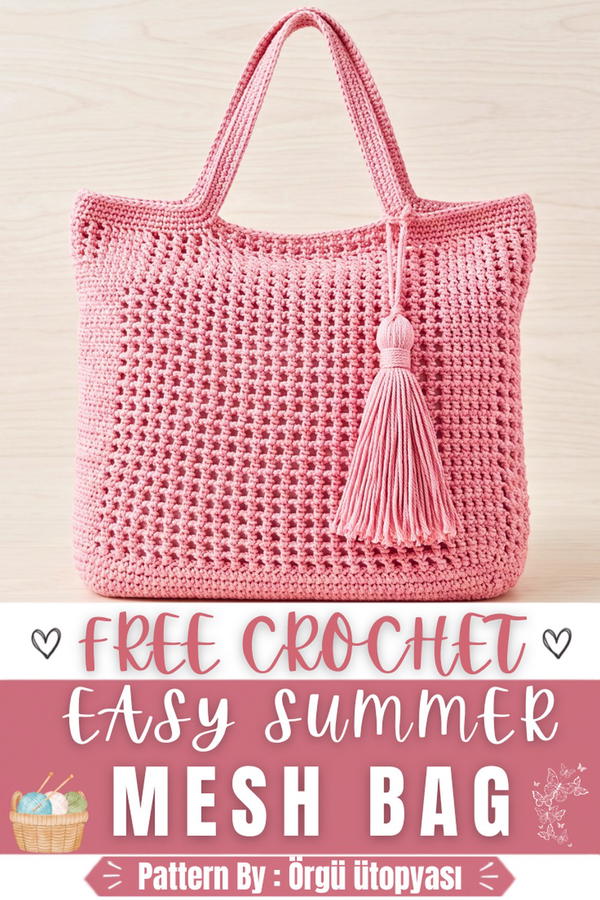 How To Crochet Very Easy Summer Mesh Bag 8