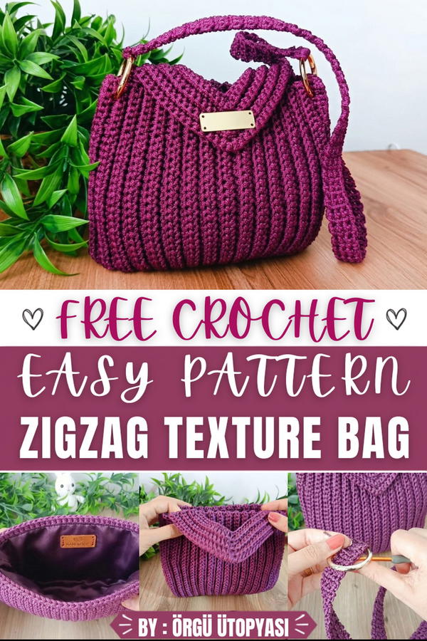 How To Crochet Very Easy Zigzag Texture Bag (1)