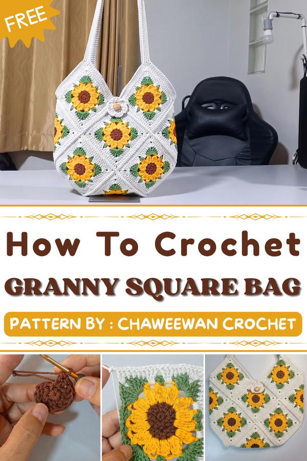 How to Crochet Flower Granny Square Bag 1